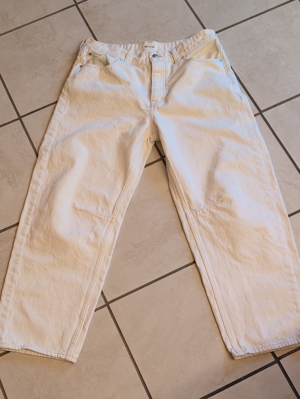 NEW Madewell The Darted Barrel-Leg Jean Vintage Canvas White Size 28 - Picture 2 of 12
